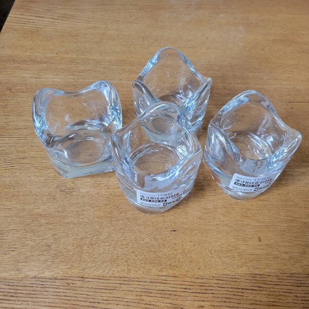 IKEA Vasnas Glass Wavy Tealight Candle Holders, Set of 4